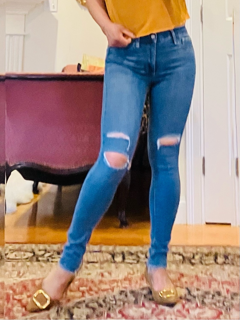 GAP Ripped Skinny Jeans in Blue Denim